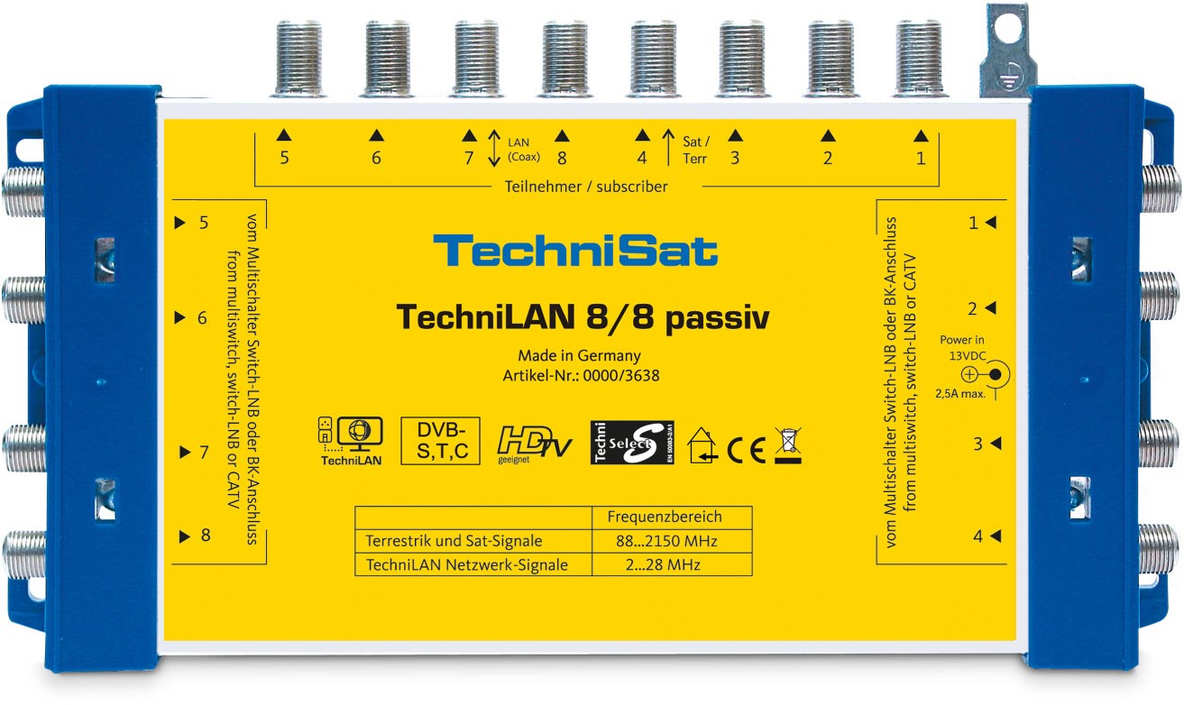 TechniLAN 8/8 Passiv Einschleusweiche blau/gelb