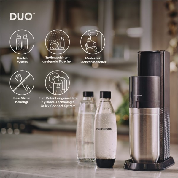 SodaStream DUO Promopack Trinkwasser-Sprudler titan