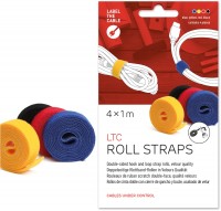 4x Roll Klettbandrolle (1m) schwarz/blau/gelb/rot