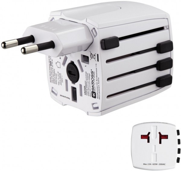 Weltreisestecker MUV Micro 2-polig weiß