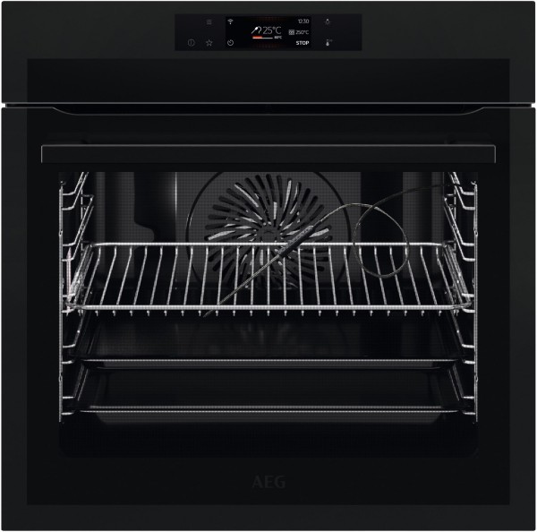 BPE748380T Einbaubackofen matt black, 71 l, Pizza-Stufe, schnelles Vorheizen, Heißluftgrill, Hefeteig-Gärstufe, Brotback-Stufe, WLAN