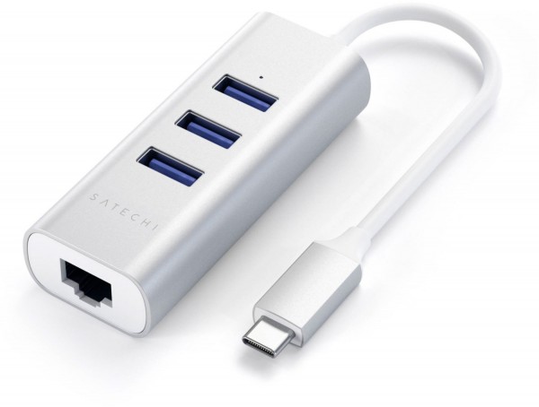 Type-C 2-in-1 3-Port + Ethernet silber