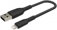 Lightning > USB Kabel (0,15m) ummantelt schwarz