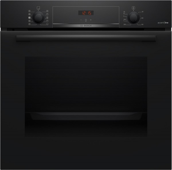 HQA4340B3 Einbaubackofen schwarz, 71 l, Pizza-Stufe, schnelles Vorheizen, Rückwand katalytisch beschichtet, 59,4 cm breit, A+