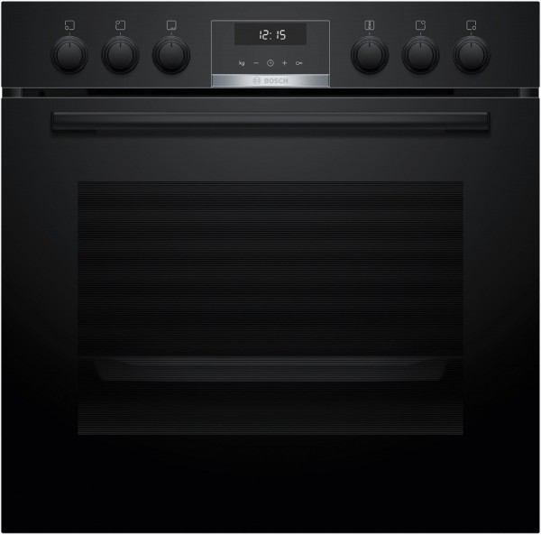 HEG517BB3 Einbau Elektro-Herd schwarz, 71 l, Pizza-Stufe, schnelles Vorheizen, 59,4 cm breit, A+, Serie 6