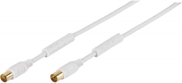 7/120 G M-N Koax. Ferrit > 75dB 1,5 TV-Antennenkabel weiß