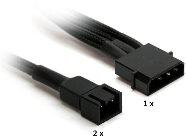 4-Pin > 2x3-Pin Kabel Single (0,3m) schwarz