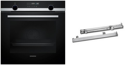 PQ579ABSHB Einbaubackofen bestehend aus HB578GBS3 + HZ538000 edelstahl, 71 l, Pizza-Stufe, schnelles Vorheizen, pyrolytische Selbstreinigung