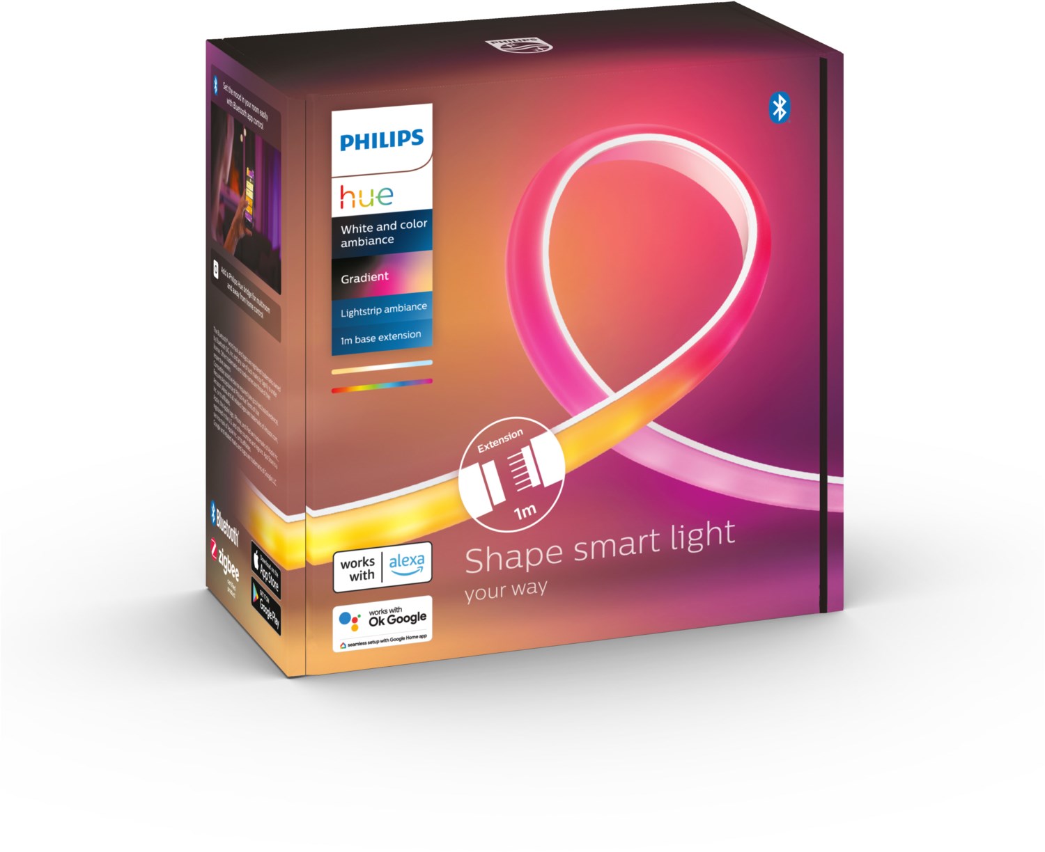 Philips Hue Gradient Ambiance Lightstrip 1m Erweiterung - Weiß