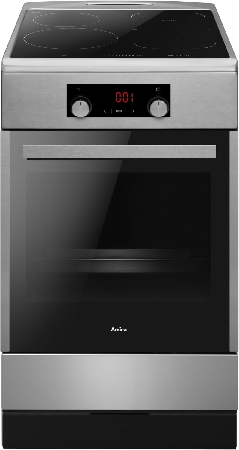 SHI 905 150 E Stand-Elektroherd mit Induktionsfeld edelstahl, 65 l, Pizza-Stufe, schnelles Vorheizen, A