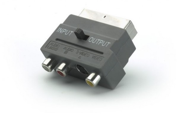 Mini DIN + 3x Cinchbuchse Scart
