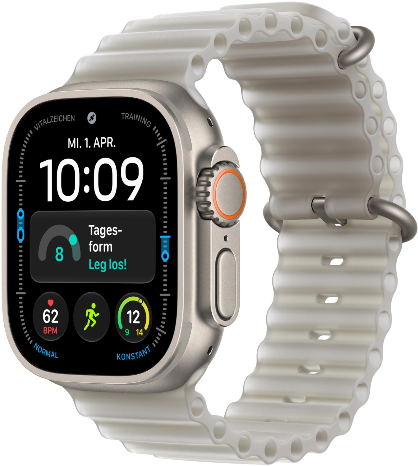 Apple Watch Ultra 4 (49mm) GPS+5G Smartwatch Titan mit Ocean Armband halbtransparent grau