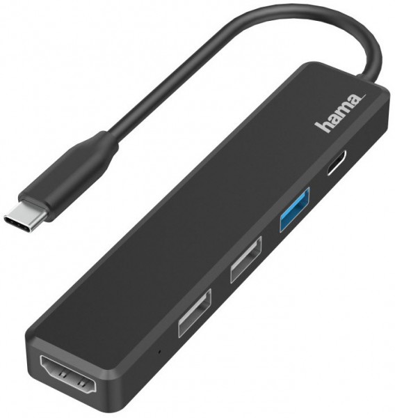 USB-C-Multiport-Adapter 5 Ports 3x USB-A, USB-C, HDMI schwarz
