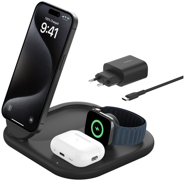 BoostCharge 3in1 Wireless (15W) Ladegerät schwarz