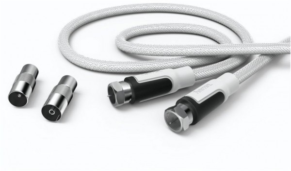 SAT-Anschlusskabel, Gewebe (3m) weiss