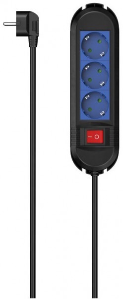 Steckdosenleiste 3-fach (1,5m) blau/schwarz