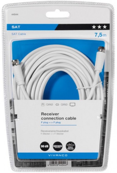 SAT Anschlusskabel 90dB (7,5m) weiß