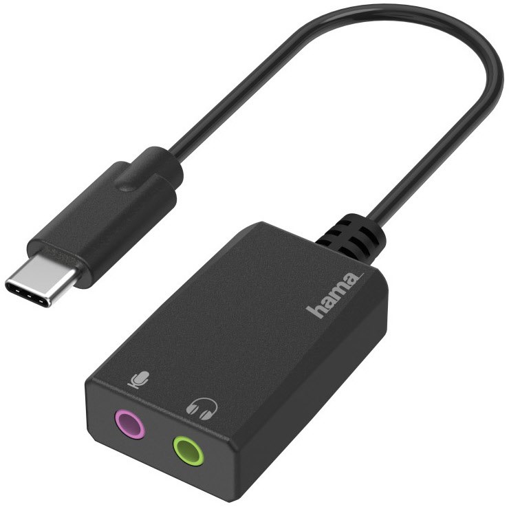 Stereo USB-Soundkarte USB-C-Stecker>2x 3,5-mm-Buchse schwarz