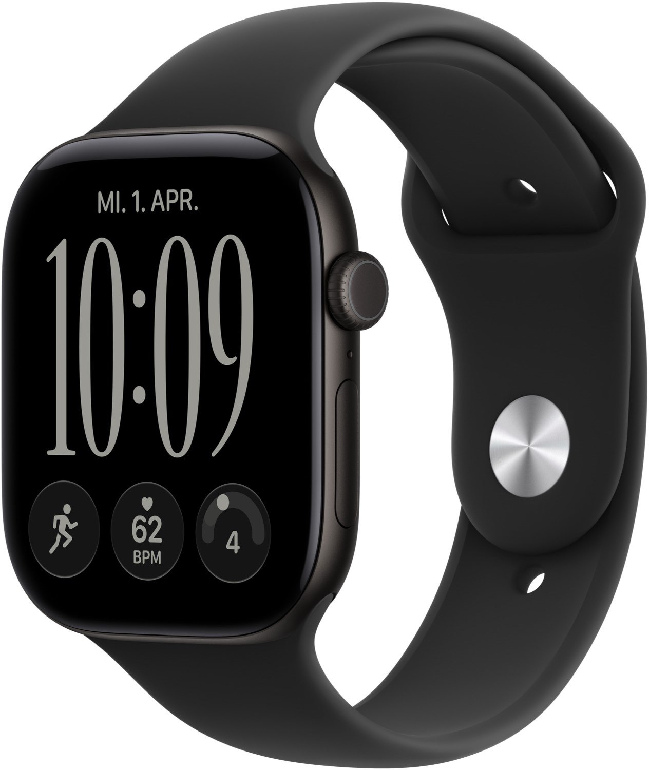 Apple Watch Series 12 (46mm) GPS Smartwatch Alu mit Sportarmband S/M schwarz/schwarz