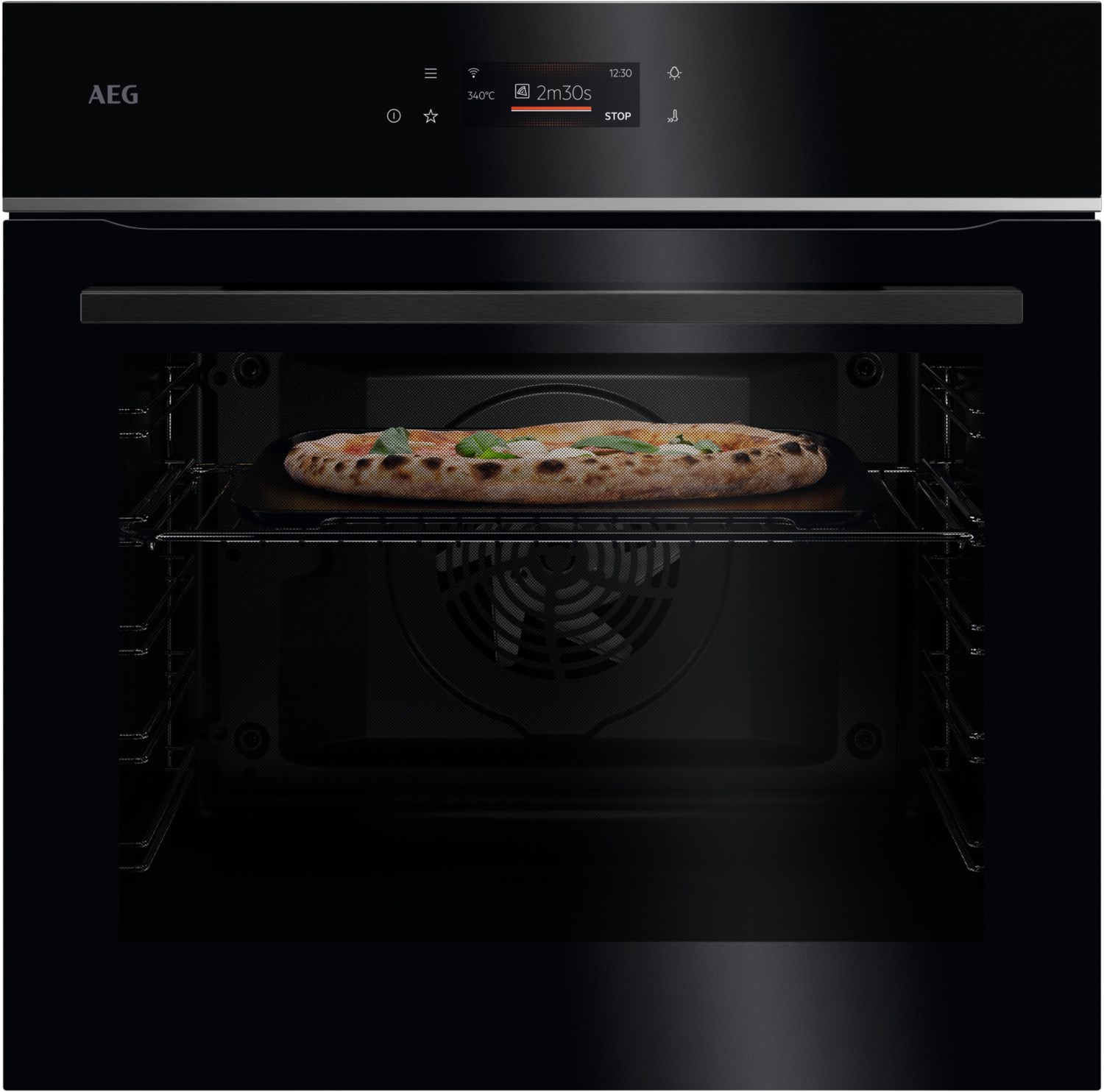 TX7PB63FSB Einbaubackofen schwarz, 72 l, Pizza-Stufe, Dörren, schnelles Vorheizen, Heißluftgrill, Hefeteig-Gärstufe, Brotback-Stufe, WLAN