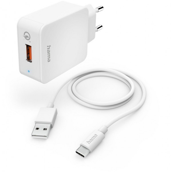 Schnellladegerät (19,5W) mit USB-Type-C-Ladekabel (1,5m) weiß