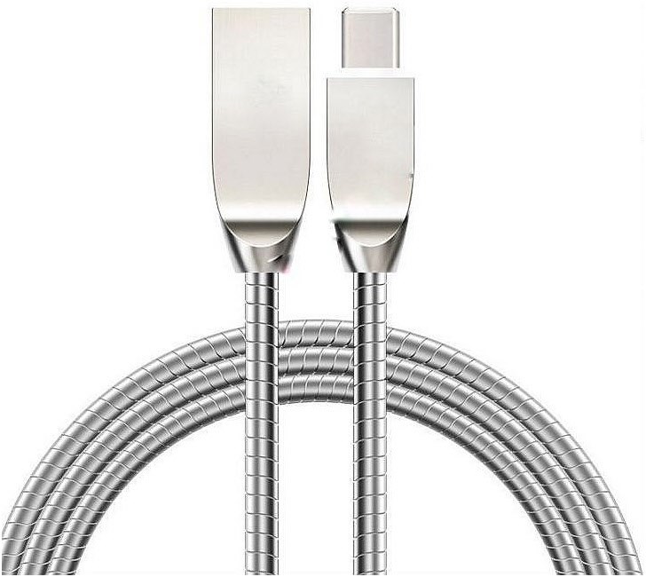 Daten-/Ladekabel Metall USB>Type-C (1m) silber