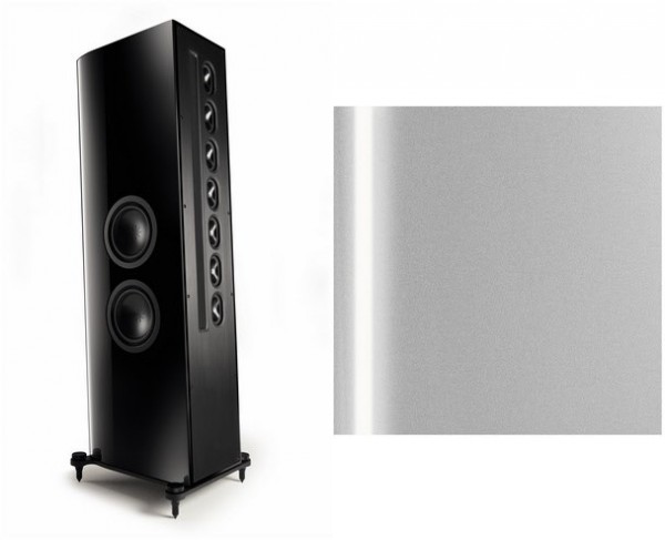 Solitaire S 540 /Stück Stand-Lautsprecher hochglanz arktis silber/elox silber