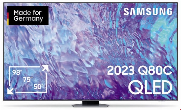 GQ98Q80CAT 247 cm (98") QLED AI TV mit AI Neural Quantum Prozessor 4K carbonsilber, 4K Ultra HD, Smart-TV, 100 Hz, Sprachsteuerung