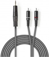 COTH22200GY15 Stereo-Kabel (1,5m) 3,5-mm-Stecker>2x Cinch-Stecker grau