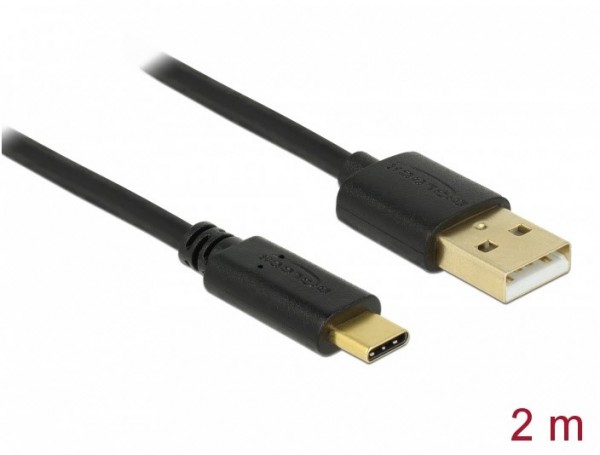 USB 2.0 > USB 2.0 Type-C (2m) Kabel schwarz