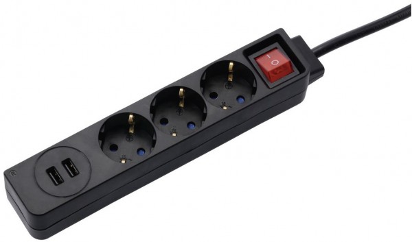 Steckdosenleiste USB 3,4A (3-fach) schwarz