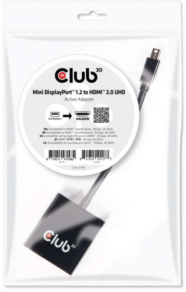 Mini DP 1.2 > HDMI 2.0 4K Adapter aktiv