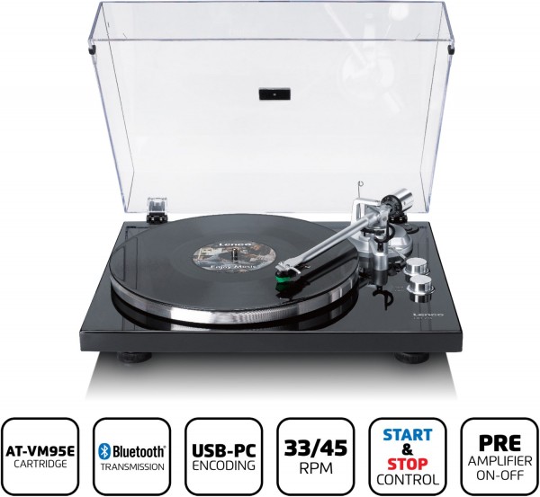 LBT-215BK Plattenspieler mit Bluetooth &amp; USB schwarz