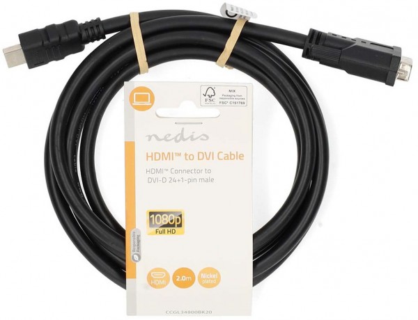 CCGL34800BK20 HDMI auf DVI Kabel (2m) HDMI-Stecker > DVI-D 24+1-Pin Stecker schwarz