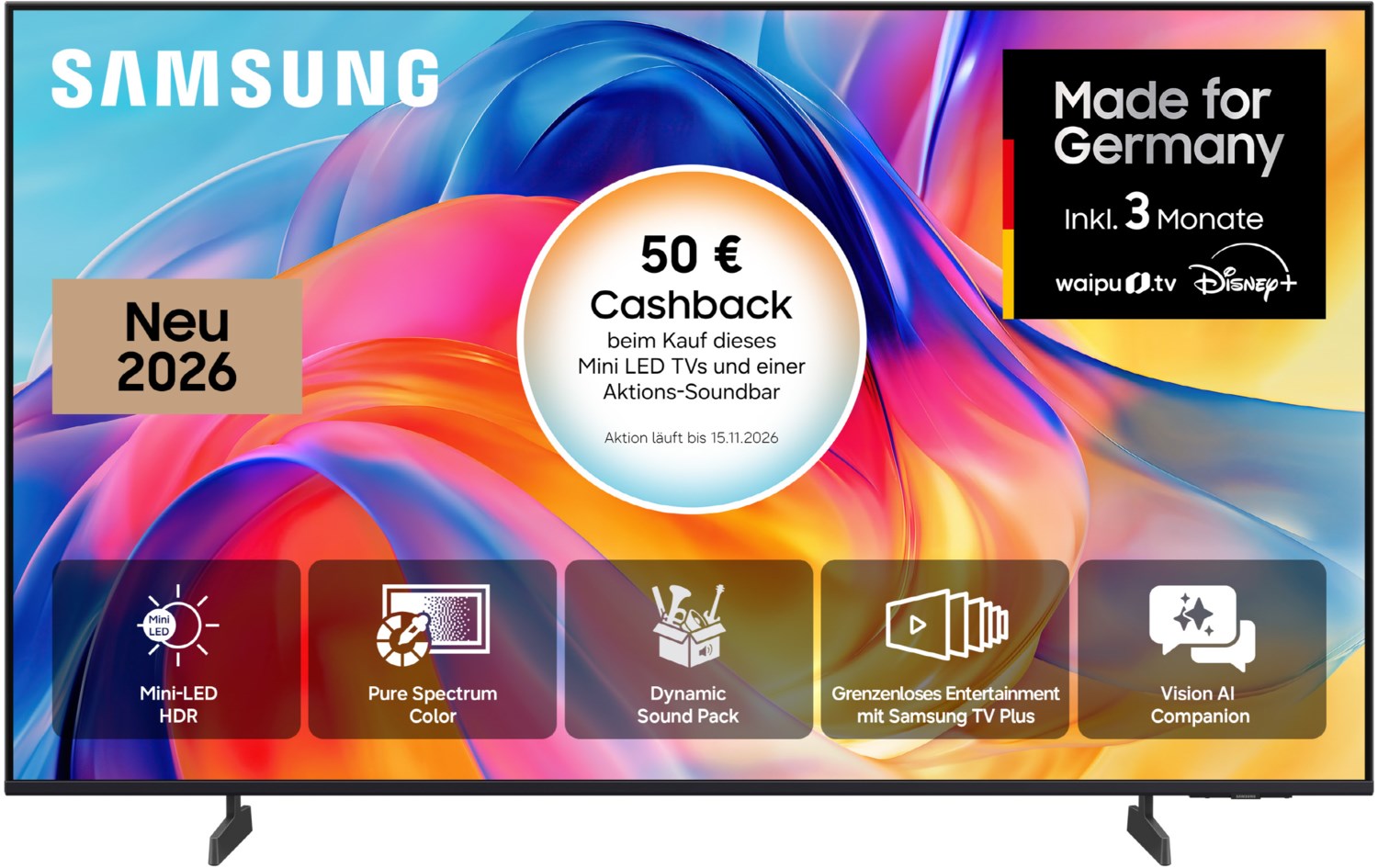 GU43M71HAU 108 cm (43") Mini LED Vision AI Smart TV, 4K Ultra HD, DVB-T2/DVB-C/DVB-S2, Sprachsteuerung