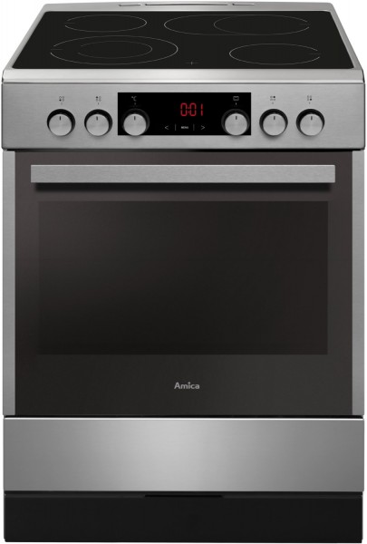 SHC 914 100 E Elektroherd mit Glaskeramikfeld edelstahl, 65 l, Pizza-Stufe, schnelles Vorheizen, 60 cm breit, A, 4 Kochzonen