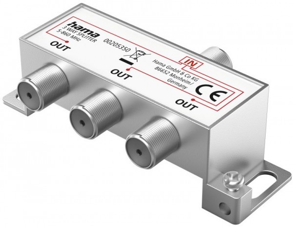 Breitband-Kabelverteiler 3-fach silber