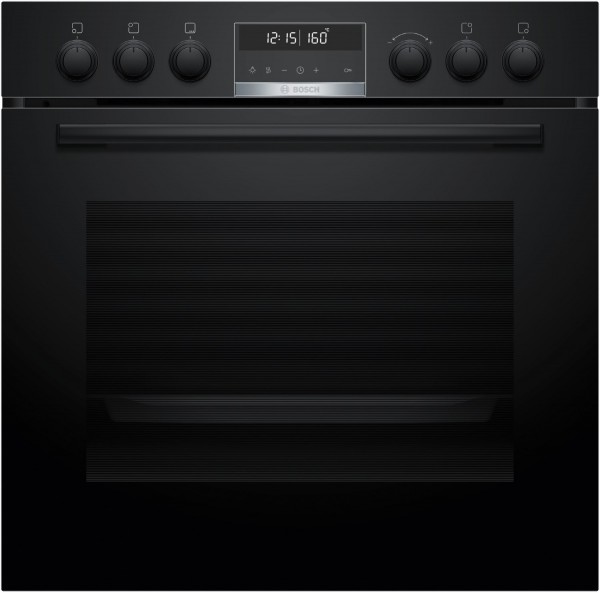 HEB578BB4 Einbau Elektro-Herd schwarz, 71 l, Pizza-Stufe, schnelles Vorheizen, 59,4 cm breit, A+, Serie 6
