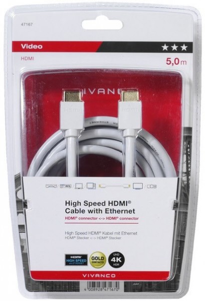 47/10 50GW HDMI-Kabel (5,0m) vergoldet weiß