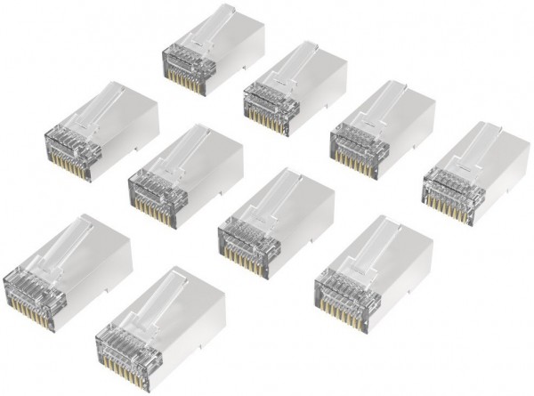 Netzwerkstecker CAT-6a (10Stk.) silber/transparent