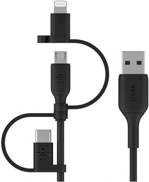 Universal USB Kabel (1m) USB > Type-C/Micro/Lightning schwarz