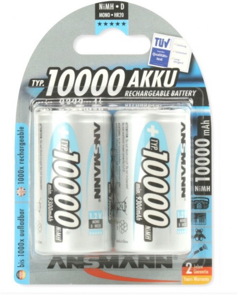 Mono 1,2V 10.000mAh NiMH Akku silber