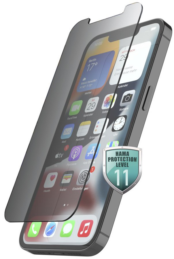 Echtglas-Displayschutz Privacy für iPhone 14 transparent