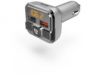 FM-Transmitter mit Bluetooth + Freisprechfunktion silber