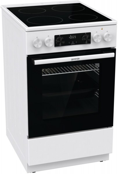 GEC5C41WG Elektroherd mit Glaskeramikfeld weiß, 70 l, Pizza-Stufe, schnelles Vorheizen, 50 cm breit, A