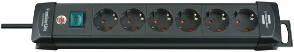 Premium-Line Steckdosenleiste 6-fach (3m) mit Schalter schwarz