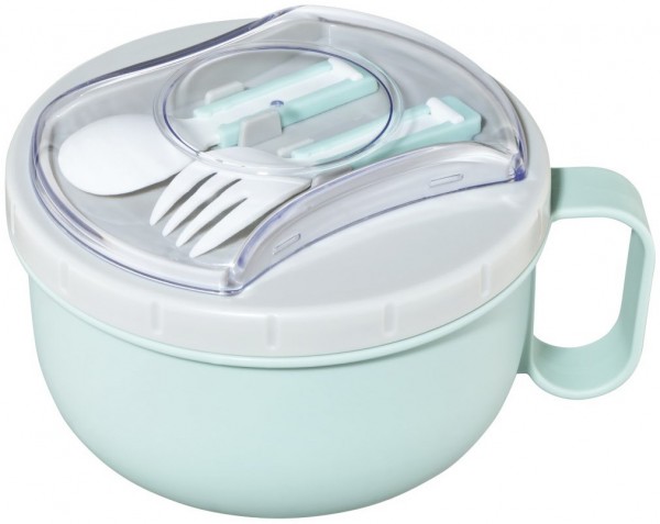 Lunchbox (1.100ml) mit Gabel und Löffel pastelblau