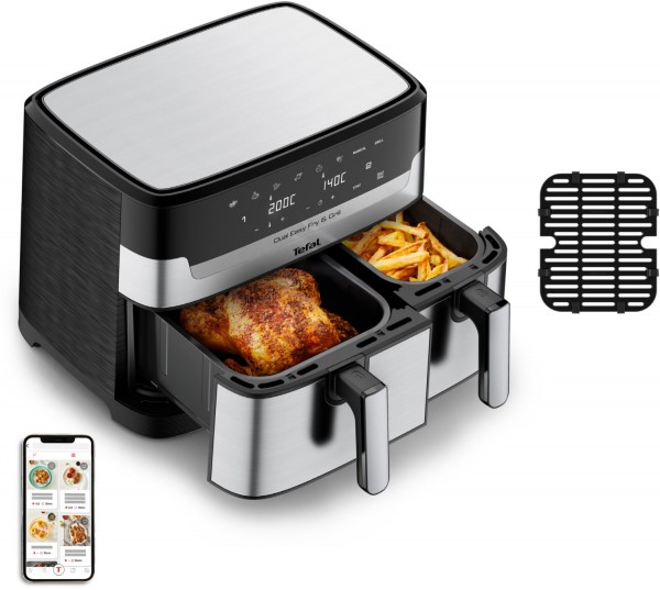 Tefal EY905D Dual Easy Fry & Grill Heißluft-Fritteuse Edelstahl | EURONICS