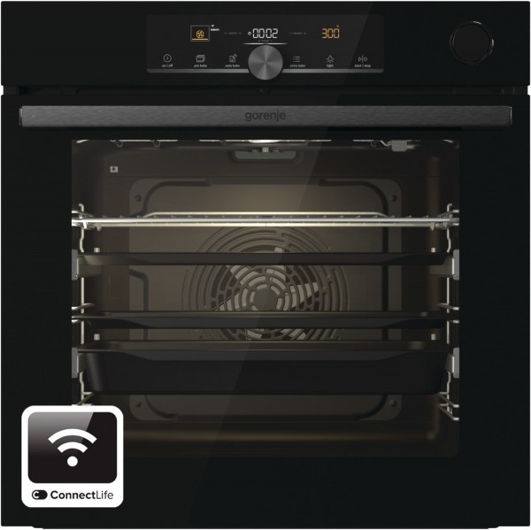BSA6747A04BGWI Einbaubackofen tiefschwarz, 77 l, Pizza-Stufe, schnelles Vorheizen, WLAN, rundum katalytische Selbstreinigungswände, 59,5 cm breit, A+