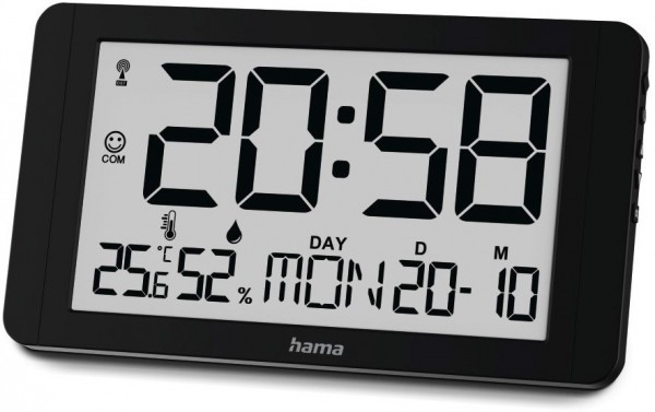Kuba Tischuhr mit Thermometer/Hygrometer schwarz
